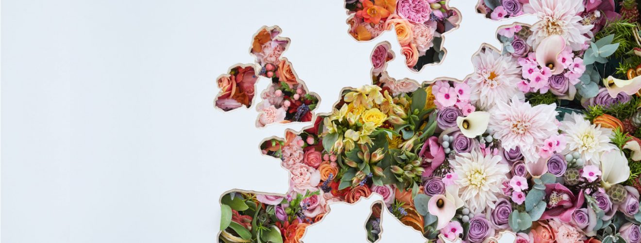 A giant floral map of the world is unveiled at London Heathrow Airport.