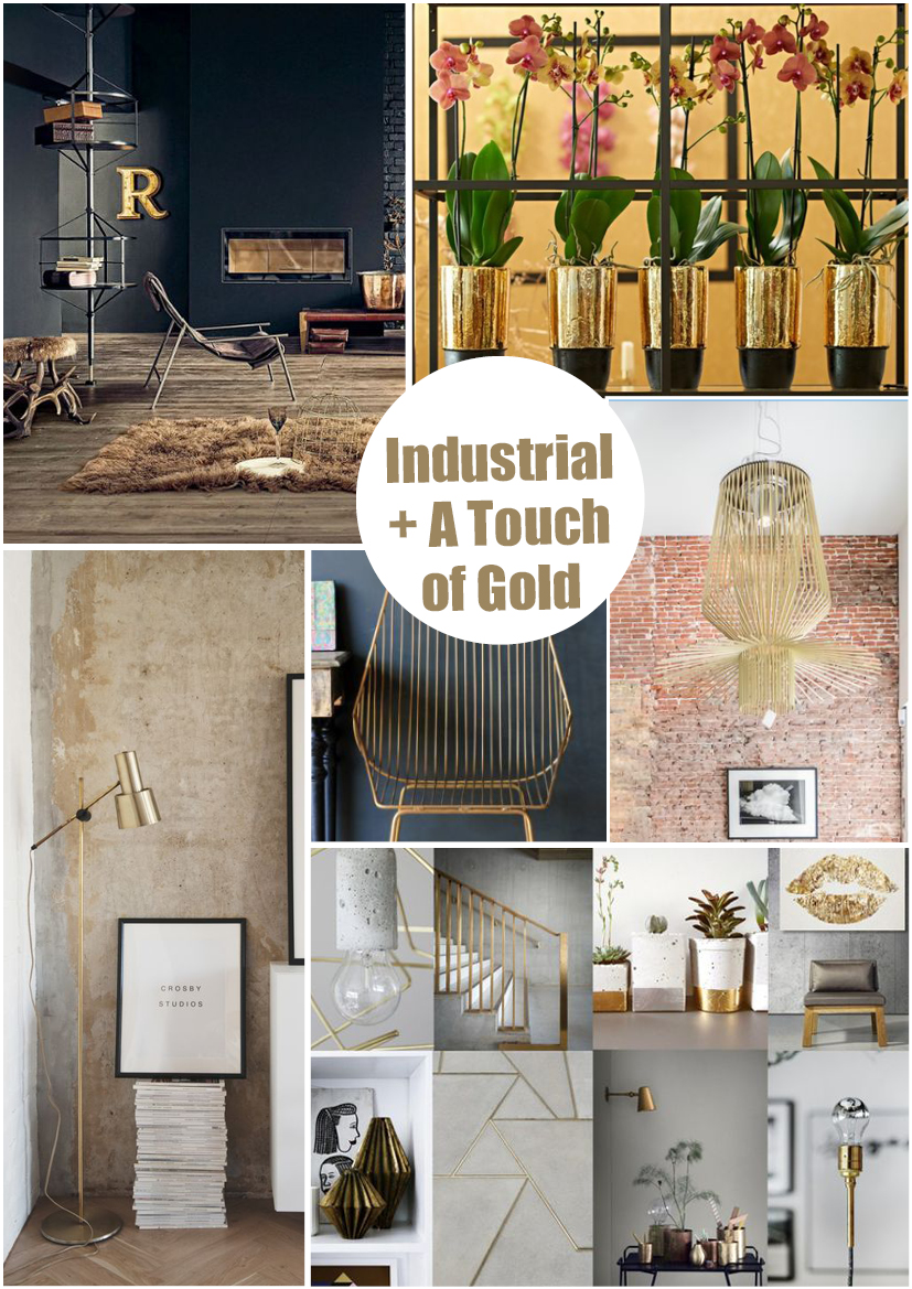 A golden touch in an industrial interior