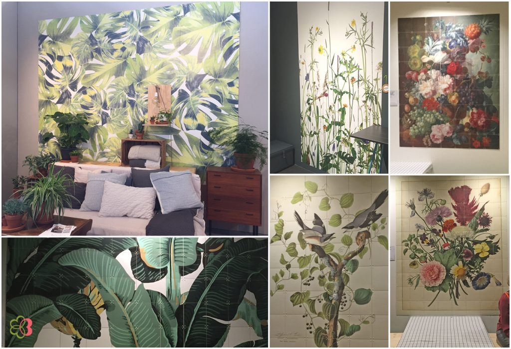 Green botanic prints on the wall  | spotted at the VT wonen en design beurs 2016