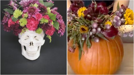 DIY halloween floral decorations