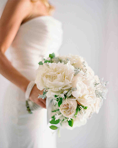 Classic white spring wedding bouquet