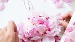 Fashion illustrators Instagram creative with flowers