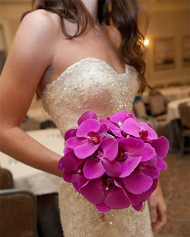 Purple Phalaenopsis only wedding bouquet